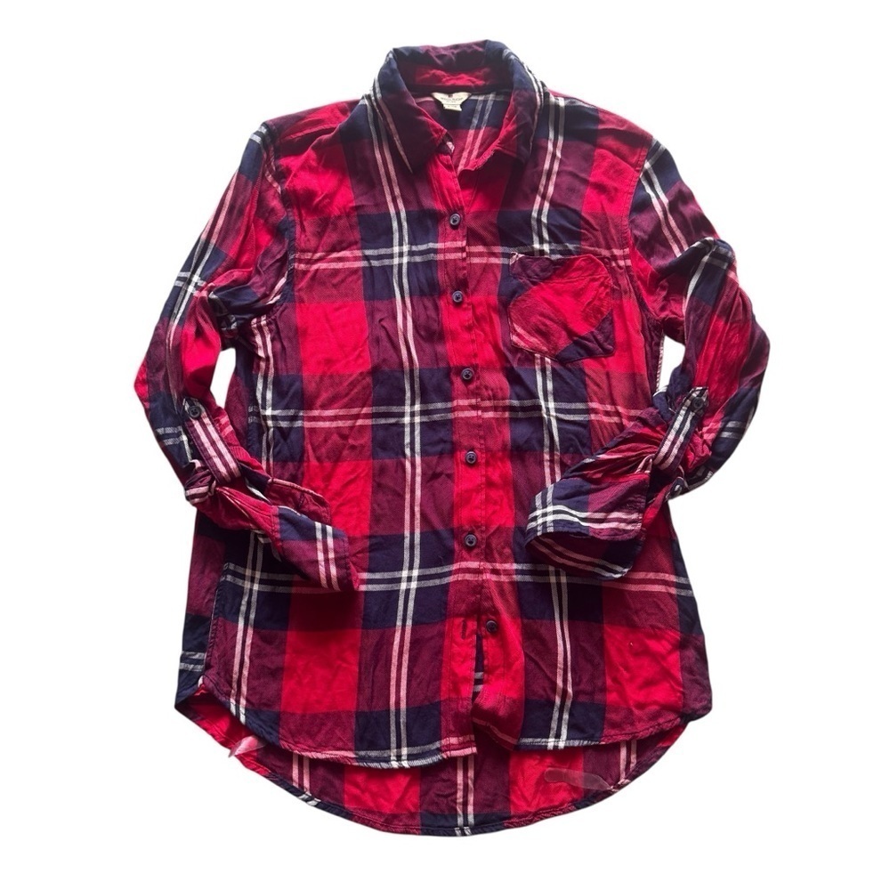 Woolrich Women’s Classic Red Plaid Button Down Shirt, Size Small, Rayon